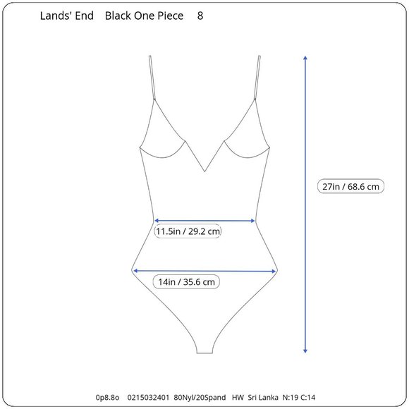 Lands End Womens One Piece Swimsuit 8 Swimwear Black Wire Free Bra Padding Beach - Picture 10 of 10
